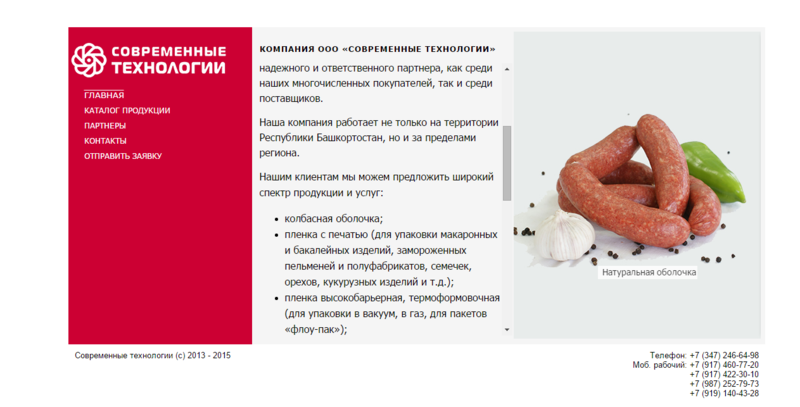 Сайт-каталог для ООО "Современные технологиии"
